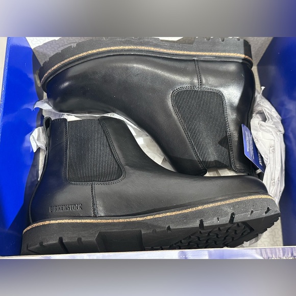 Birkenstock NEW Highwood Leather Boots Black Slip On Mens Size 13 - Picture 3 of 11
